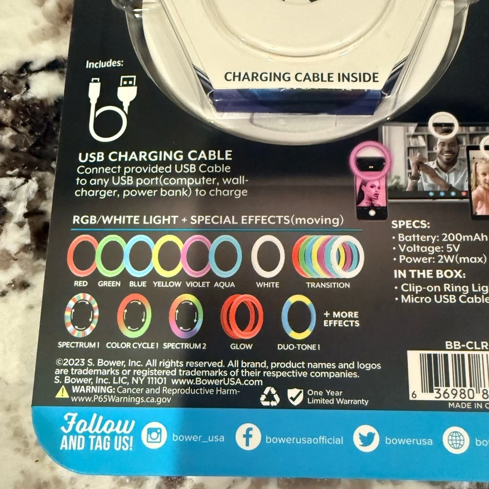 Clip-on LED Selfie Light with Built-in Rechargeable Battery